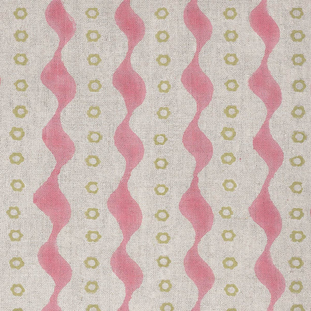 Hand-printed Pink Green Bloomsbury Linen – 331