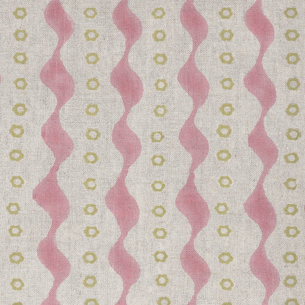 Hand-printed Pink Green Bloomsbury Linen – 331