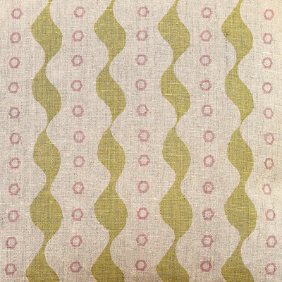 Hand-printed Green Pink Bloomsbury Linen - 330