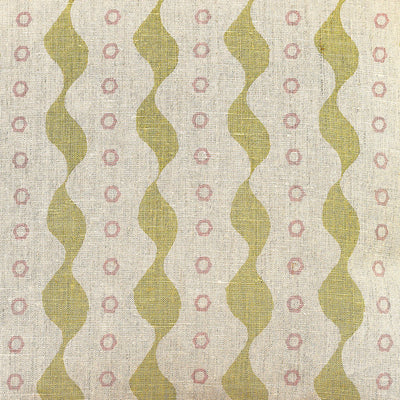 Hand-printed Green Pink Bloomsbury Linen - 330