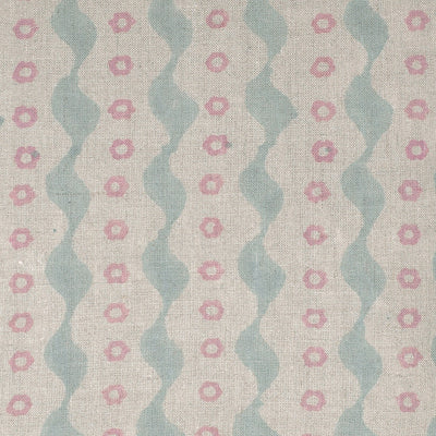 Hand-printed Blue Pink Bloomsbury Linen – 332