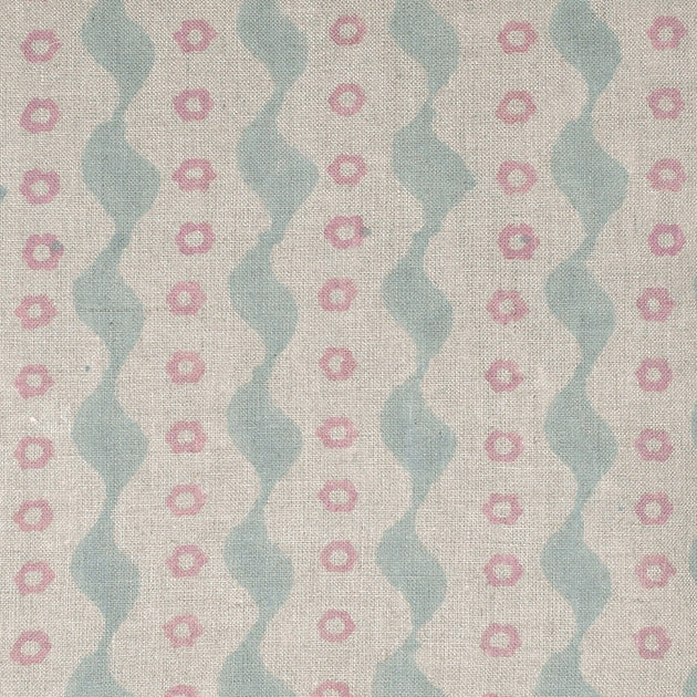 Hand-printed Blue Pink Bloomsbury Linen – 332