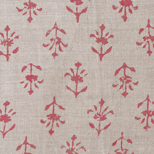 Small Non Returnable Sample of Indian Red Moonflower Linen - SECONDS