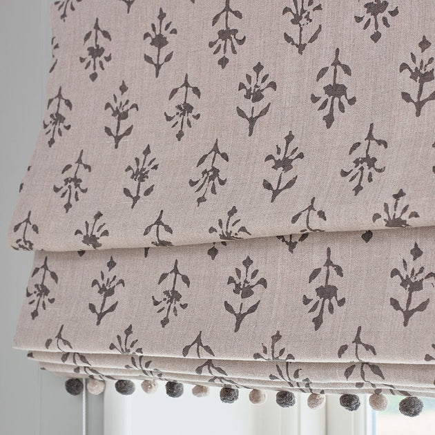 Roman Blind in Charcoal Moonflower 106cm (W) x 49cm (L)