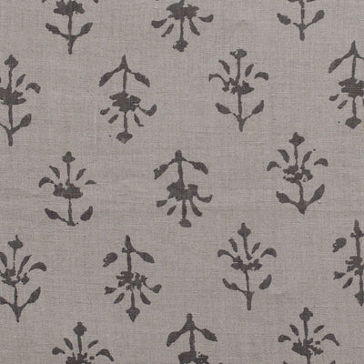 Small Non Returnable Sample of Charcoal Moonflower Linen