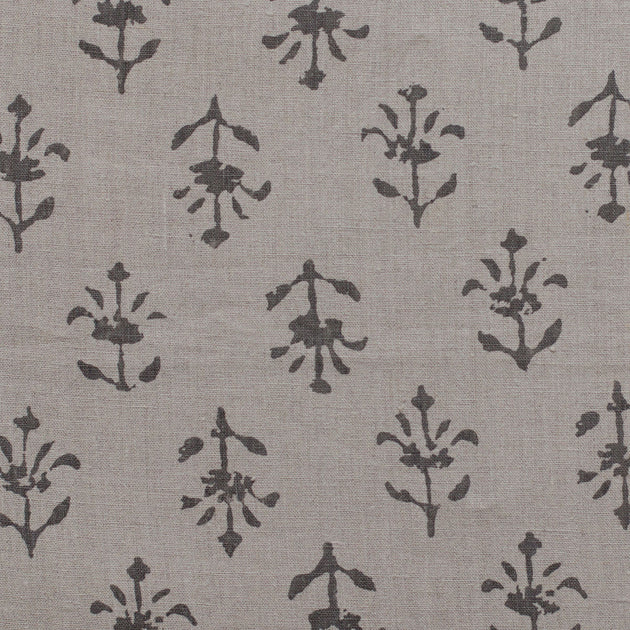 Small Non Returnable Sample of Charcoal Moonflower Linen