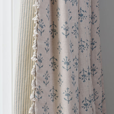 Hand-printed Marine Blue Moonflower Linen – 339