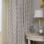Hand-printed Marine Blue Moonflower Linen – 339