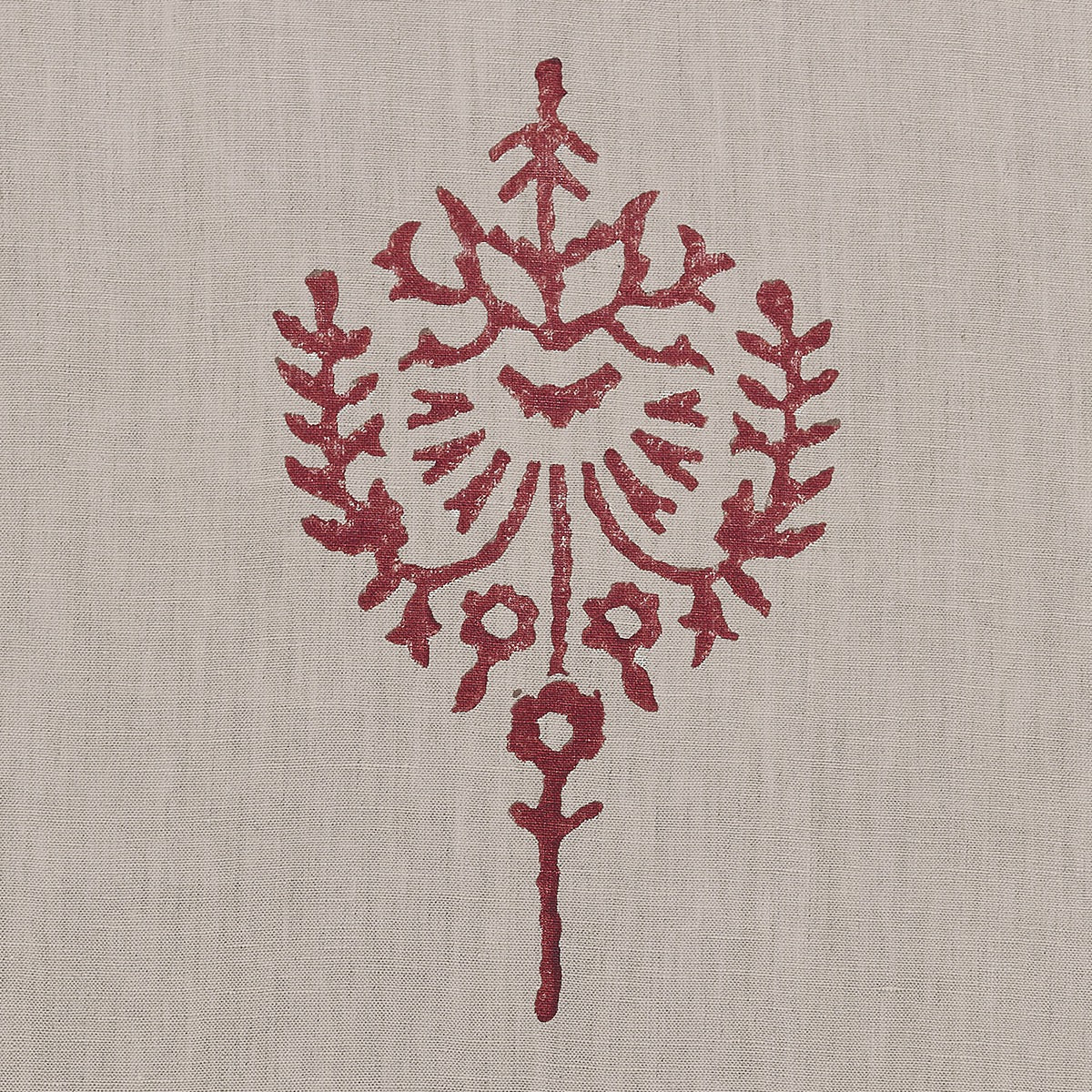 Large Returnable Sample of Indian Red Block-printed Akansha Linen