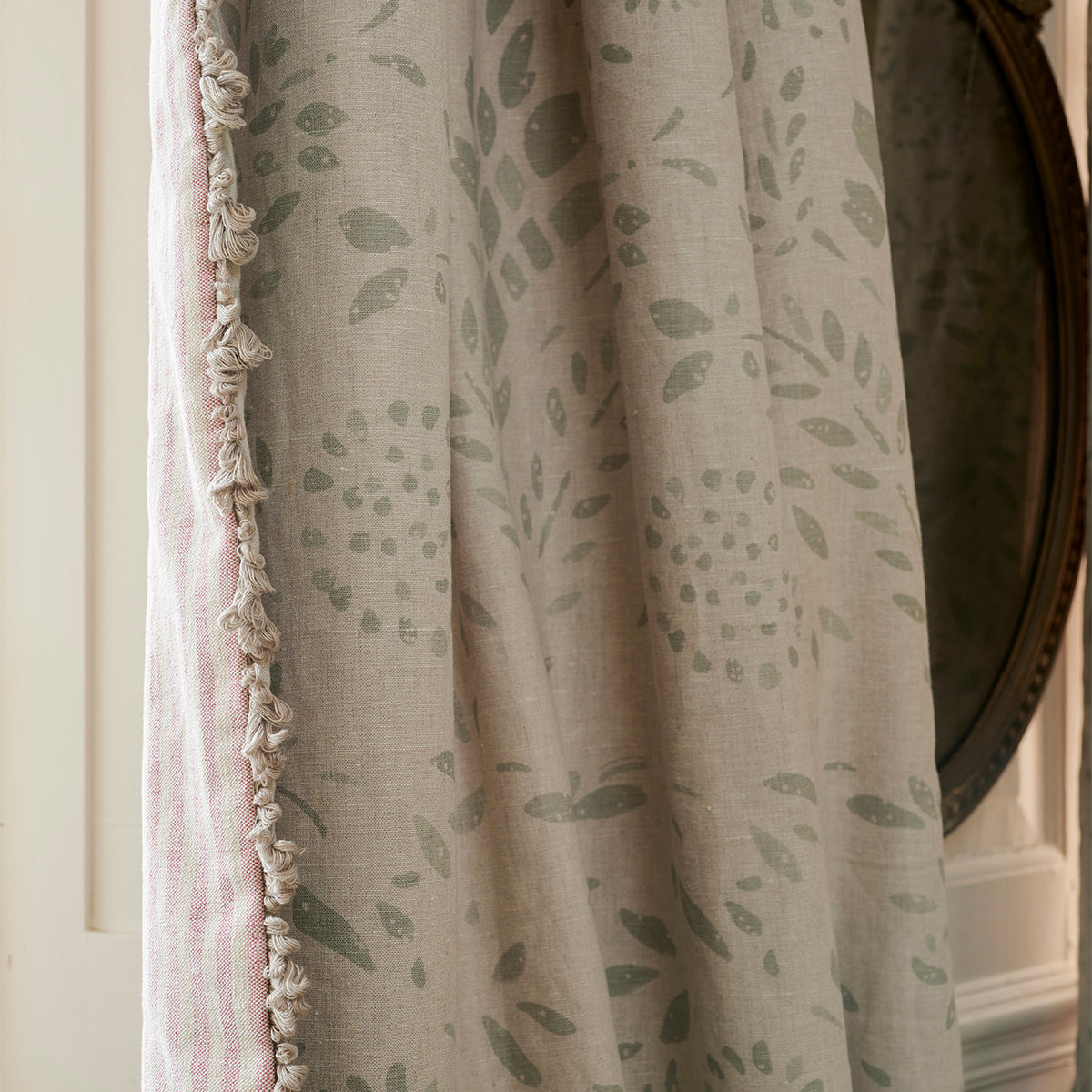 Hand-printed Large Smokey Blue Maja Linen - 343L