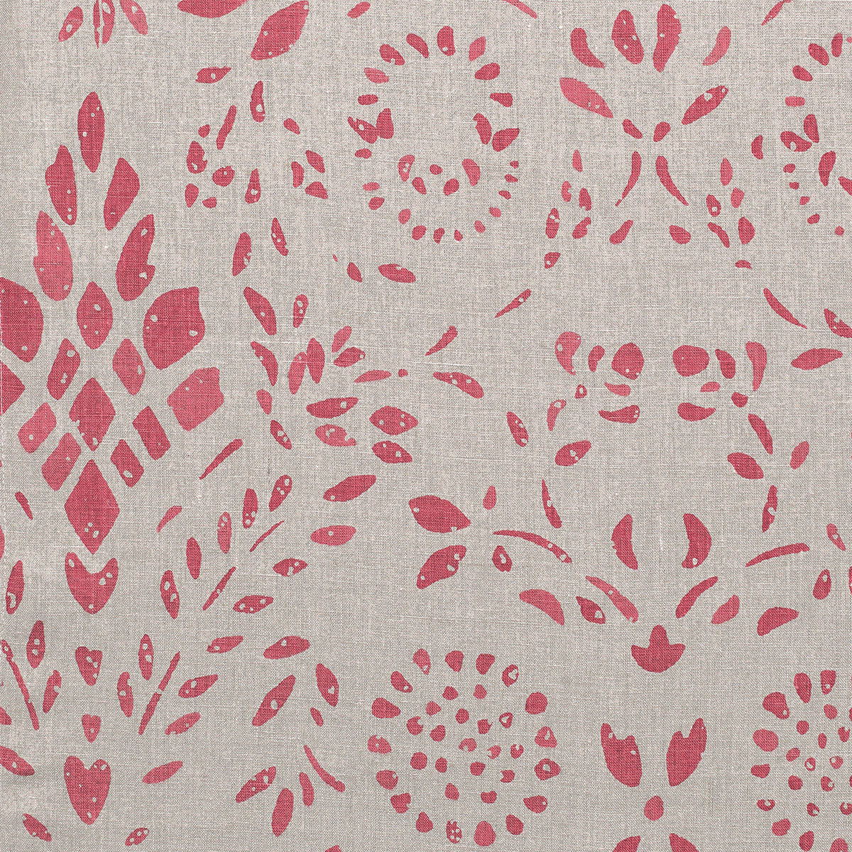 Hand-printed Large Indian Red Maja Linen - 344L