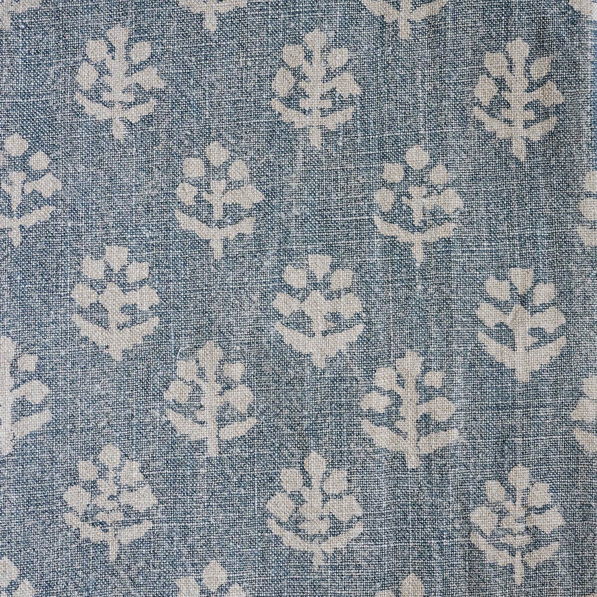 Hand-printed Reverse Indigo Megha Rustic Linen Stonewashed Panel - 354IG
