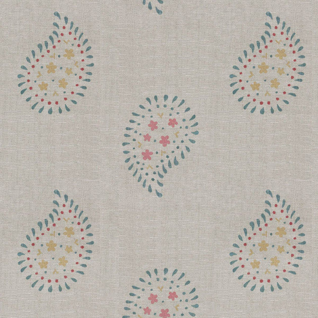 Hand-printed Salcombe Blue Malathi Linen – 328