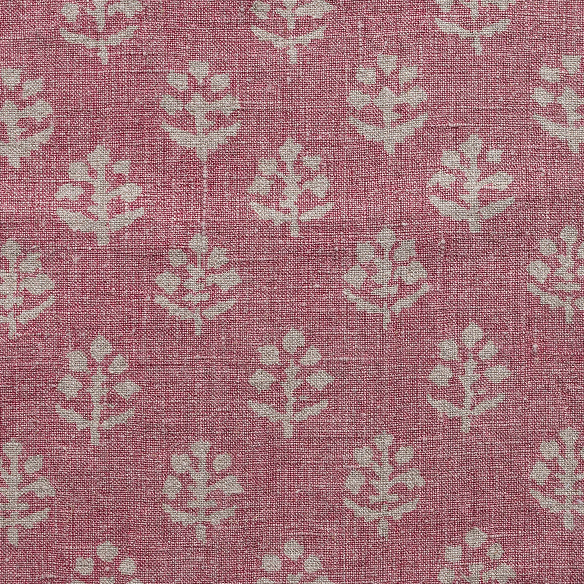 Faded rose Megha stonewashed rustic linen with ivory block-printed motifs