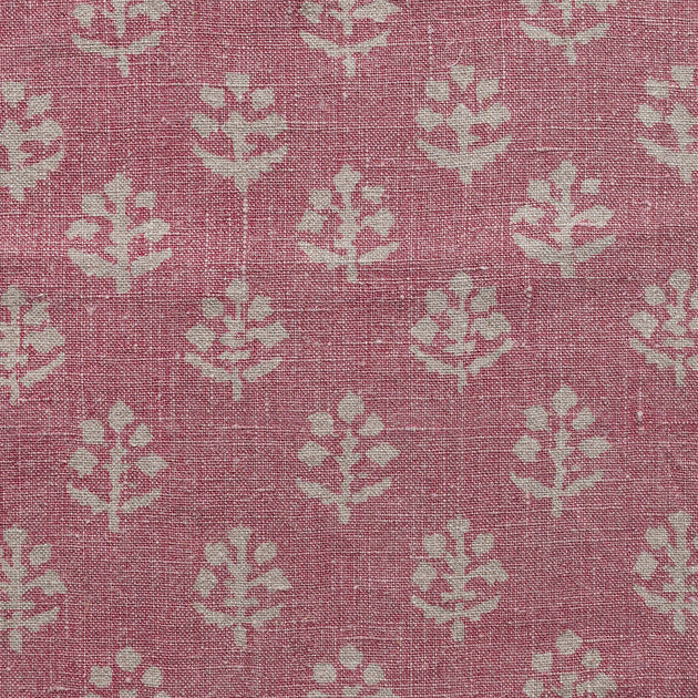 Hand-printed Reverse Faded Rose Megha Rustic Linen Stonewashed Panel (2.7m Approx.) - 354FR