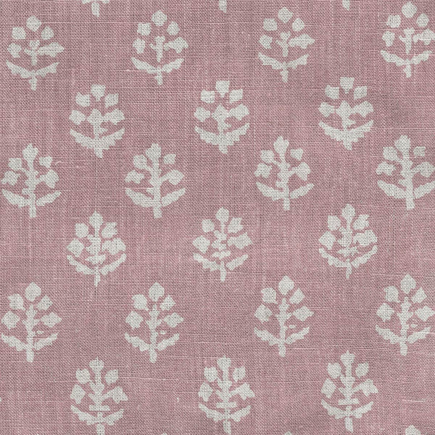 Hand-printed Reverse Dusky Mauve Megha Rustic Linen Stonewashed Panel (2.7m Approx.) - 354DM