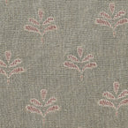 Hand-printed Smokey Blue Reverse Leaf Linen Stonewashed Panel (2.7m Approx.) - 358SB