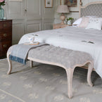 Hand-printed Reverse Smokey Blue Megha Rustic Linen Stonewashed Panel (2.7m Approx.) - 354SB