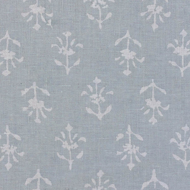 Hand-printed Reverse Smokey Blue Moonflower Linen – 334