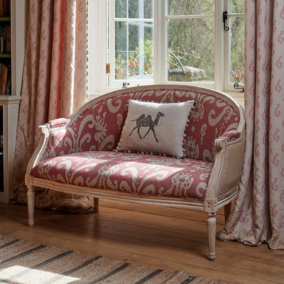 Hand-printed Indian Red Sacha Linen Stonewashed Panel (2.7m Approx.) - 360IR Seconds