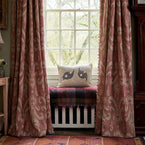 Hand-printed Indian Red Earth Sacha Linen Stonewashed Panel (2.7m Approx.) - 360RE