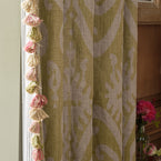 360G - Hand-printed Green Gold Sacha Linen - Sale