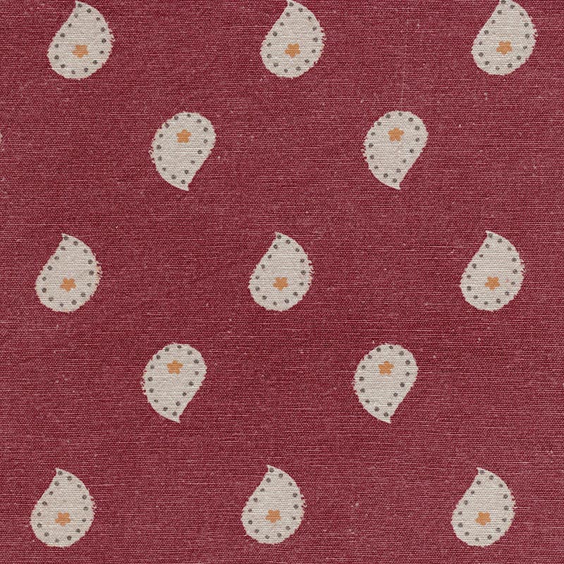 Sail Red Mika stonewashed cotton with white paisley motif shown flat