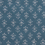 Small Sample of Marine Blue Reverse Small Moonflower Printed Cotton