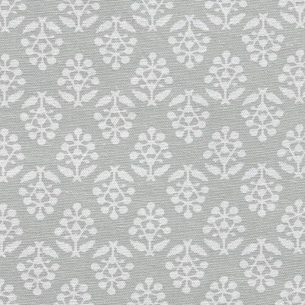 Small Sample of Dove Grey Sprig Printed Cotton