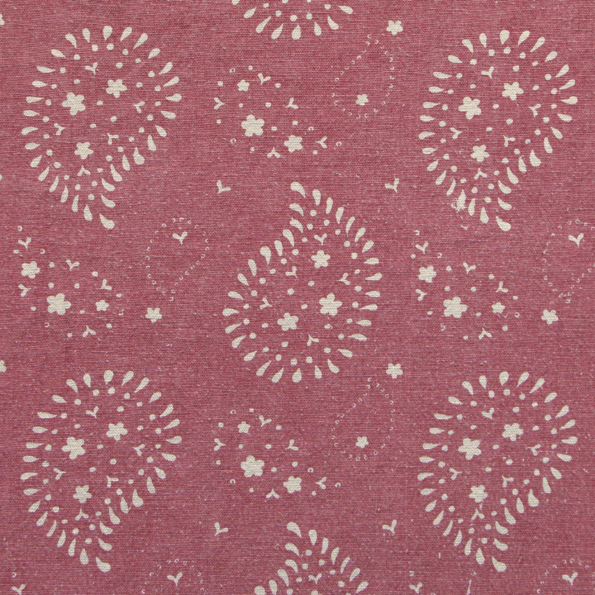 Sail Red Lullaby stonewashed cotton swatch, ivory paisley on deep rose