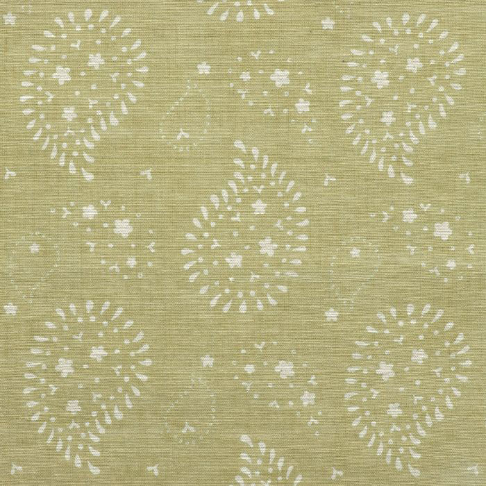 Summer Green Lullaby cotton with white sprig print shown flat