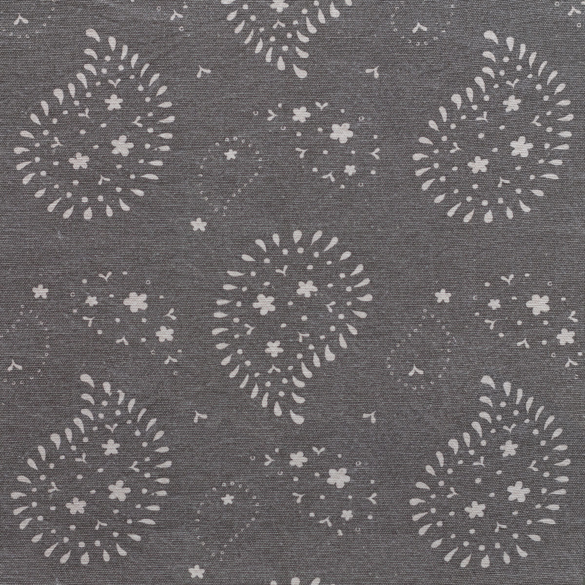 Charcoal Lullaby stonewashed cotton with white sprig print shown flat