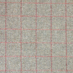 Grey Red Check Herringbone Wool Tweed