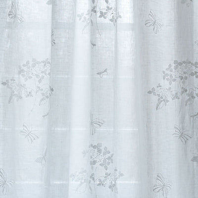 Large Returnable Sample White Hydrangea Embroidered Linen Voile