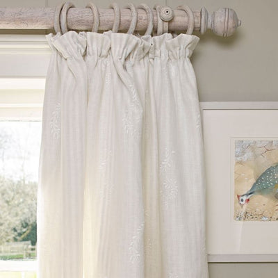 Single Curtain in Large Shalini Embroidered Linen Voile 120cm (W) x 231cm (L)