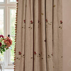 142RL - Pink Rosebud Embroidered Rustic Linen 2.9m Panel – Sale