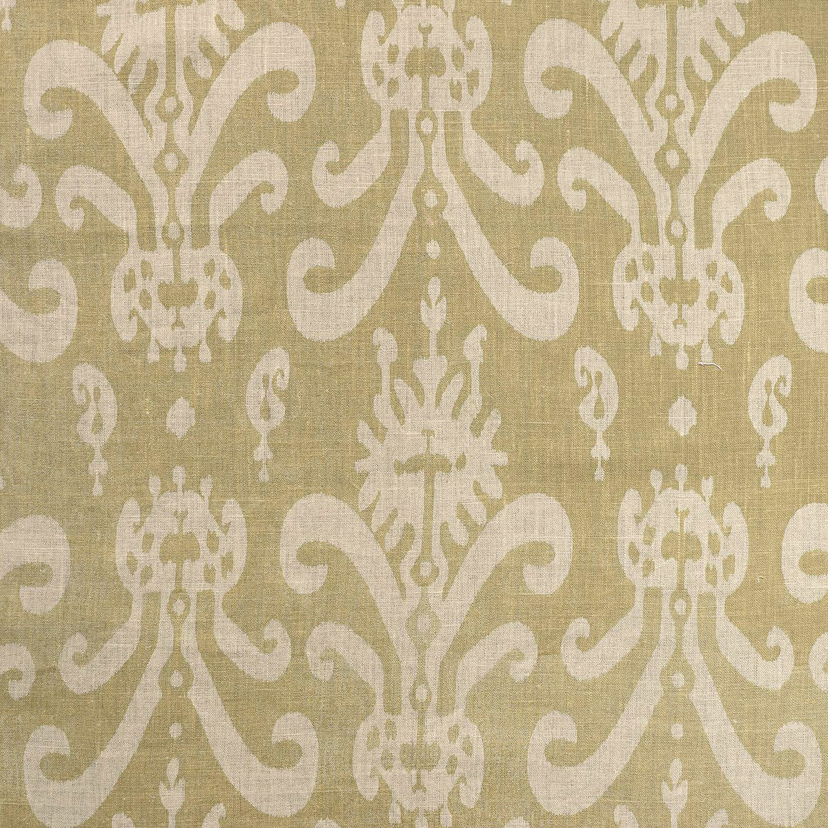 Hand-printed Green Gold Sacha Linen Stonewashed Panel - 360G/SW