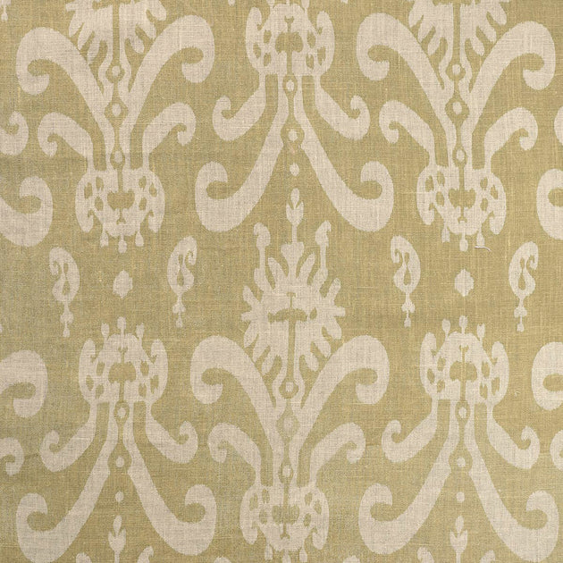 Hand-printed Green Gold Sacha Linen Stonewashed Panel (2.7m Approx.) - 360G/SW