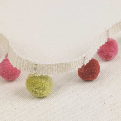 Sample of Fuchsia Pale Olive Red Pom Poms