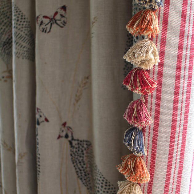 Indigo, Saffron, Berry Red, Jute Tassels