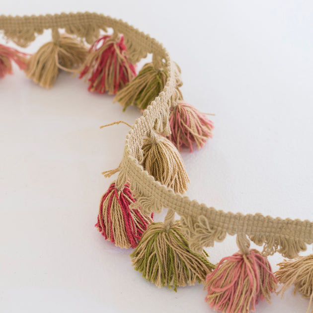 Olive, Rusty Rose, Pale Rose, Jute Tassels