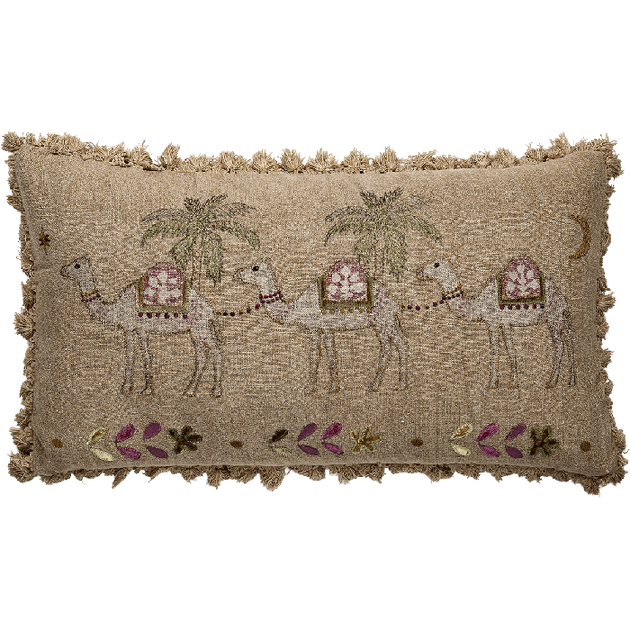 Large Golden Camels Embroidered Cushion