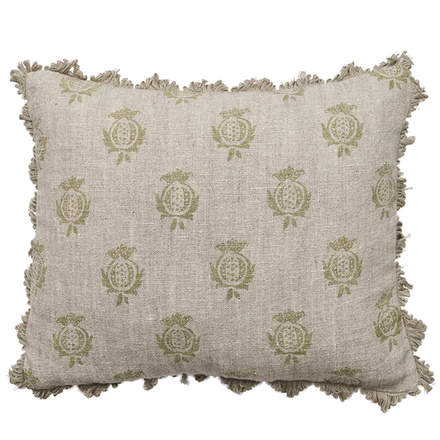 Olive Pomegranate Rustic Linen Cushion