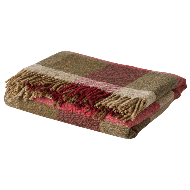 Green Red Harlequin Shetland Wool Throw