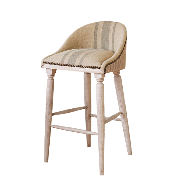 Gustavian Stripe Kilim Upholstered Bar Stool