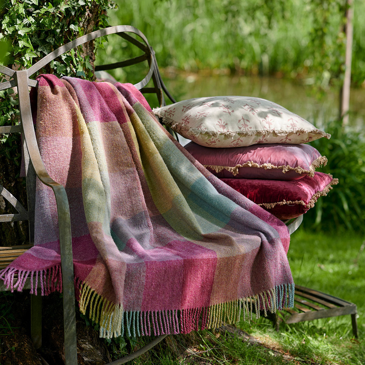 Heather Mix Harlequin Shetland Wool Throw | Susie Watson Designs