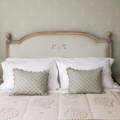 King Size Embroidered Headboard Panel - Sea Gustavian