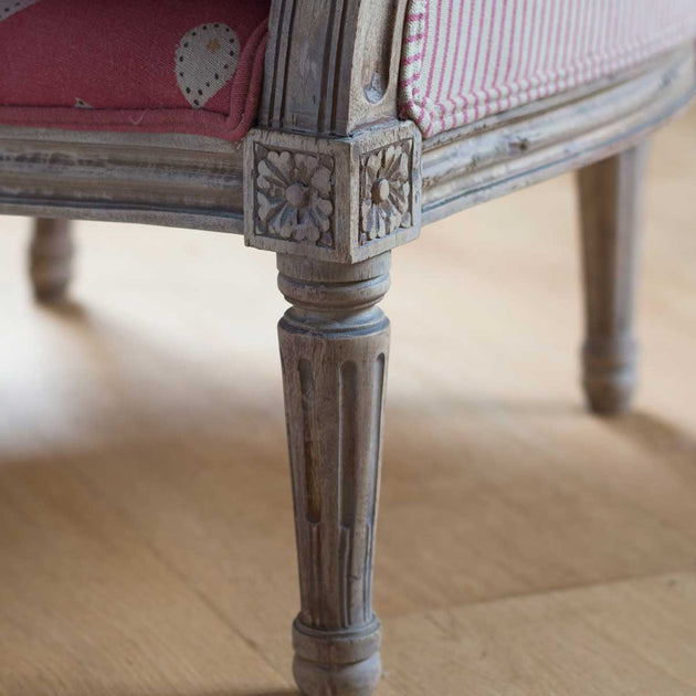 Ex-Display - Small Library Chair in Rusty Rose Medium Ticking Stripe