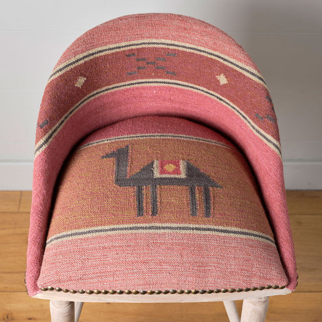 Pushkar Charcoal Kilim Upholstered Bar Stool