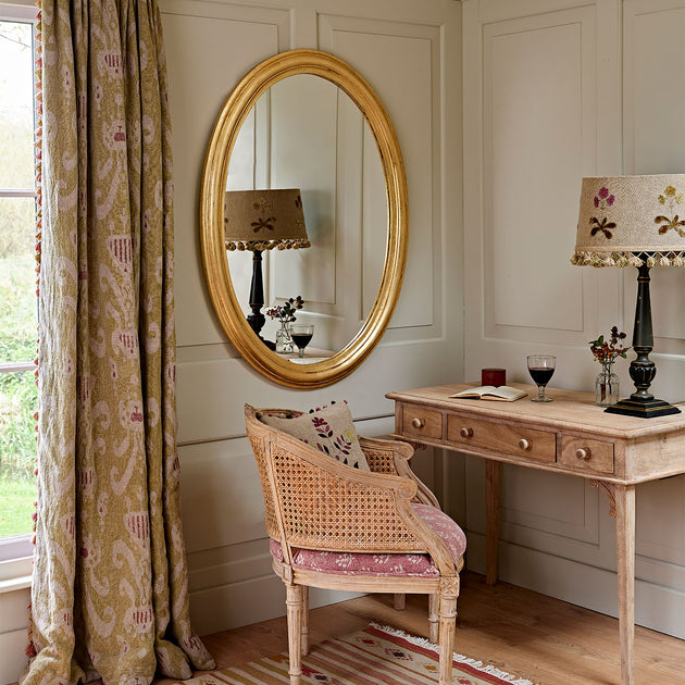 Large Gold Leaf Carved Oval Mirror